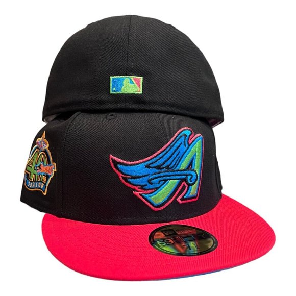 New Era Anaheim Angels Chrome Pack 59FIFTY Fitted Hat 40  New Era Anaheim Angels 59FIFTY Fitted Hat Cap 40th Year Side Patch
